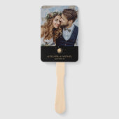 Éventail Mariage de galaxie céleste d'or noir mystique (Devant)