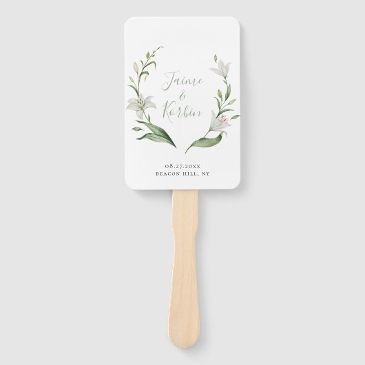 Éventail Mariage de gerbe végétale blanche (Devant)