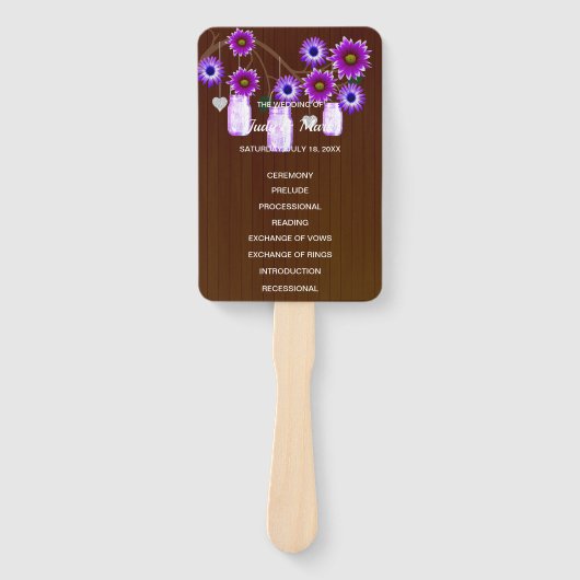 Éventail Mariage de jarres de mason foncé violet rustique (Devant)