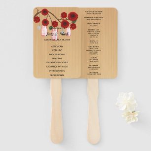 Éventail Mariage de jarres de mason rouge rustique