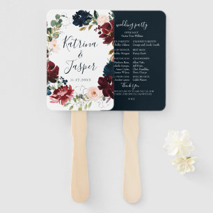 Éventail Mariage de la couronne de fleurs de la marine de B