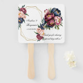 Éventail Mariage de la marine Bourgogne rose (Devant et derrière)