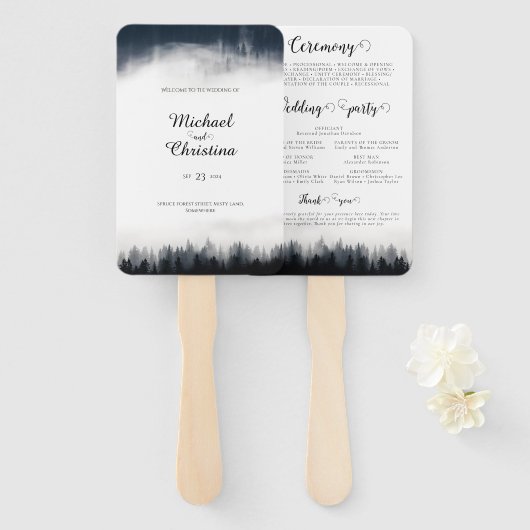 Éventail Mariage de la nature de la forêt d'épinette brune (Devant et derrière)