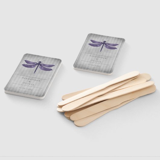 Éventail Mariage de libellules à bijoux pourpre Faveur (Non-assemblé)