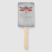 Éventail Mariage de libellules à bijoux rouges Faveur (Dos)