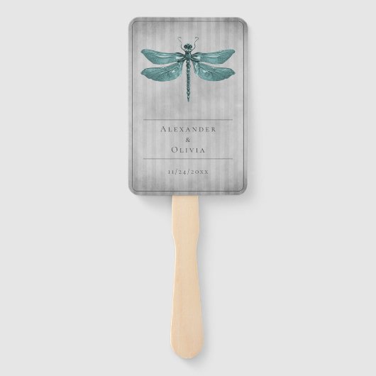 Éventail Mariage de libellules à bijoux turquoises Faveur (Dos)