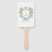 Éventail Mariage de monogramme de crête de feuille (Dos)