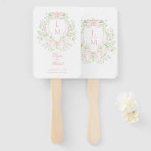 Éventail Mariage de monogramme de crête de feuille (Devant et derrière)
