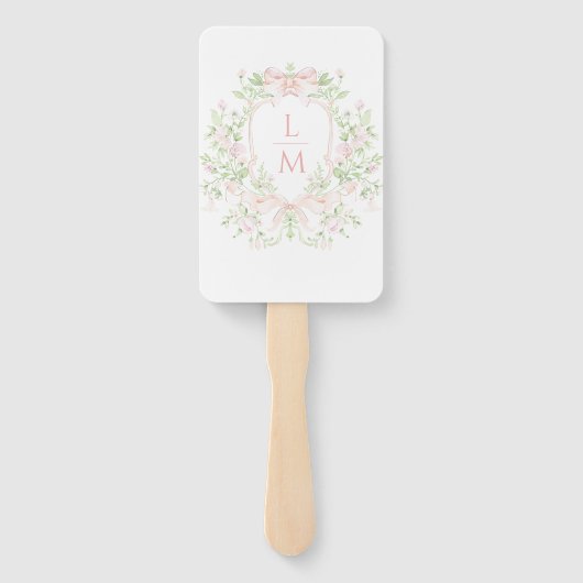 Éventail Mariage de monogramme de crête de feuille (Dos)