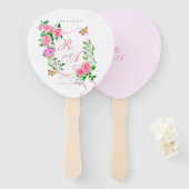 Éventail Mariage de monogramme rose rose (Devant et derrière)