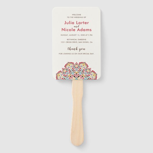 Éventail Mariage de Motif de mandala géométrique classique (Devant)