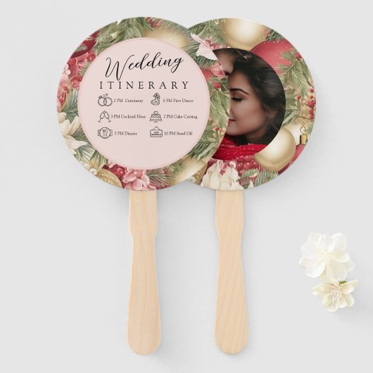 Éventail Mariage de Noël festif (Devant et derrière)