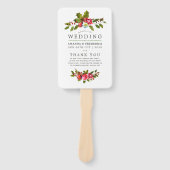 Éventail Mariage de Noël Floral Holly Programme d'aquarelle (Devant)