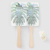 Éventail Mariage de plage de feuilles tropicales (Devant et derrière)