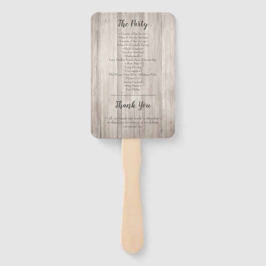 Éventail Mariage de pot de bois rose Rustique (Dos)