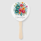 Éventail Mariage de romance aquarelle (Devant)