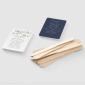 Éventail Mariage de script botanique moderne bleu marine (Non-assemblé)