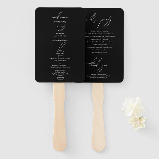 Éventail Mariage de script de signature de calligraphie noi (Devant et derrière)