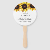 Éventail Mariage de tournesol Favoriser Blanc Jaune Fans fl (Devant)