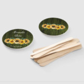 Éventail Mariage de tournesol vert rustique Favoriser le ve (Non-assemblé)