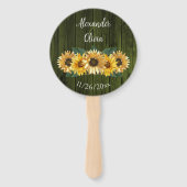 Éventail Mariage de tournesol vert rustique Favoriser le ve (Devant)