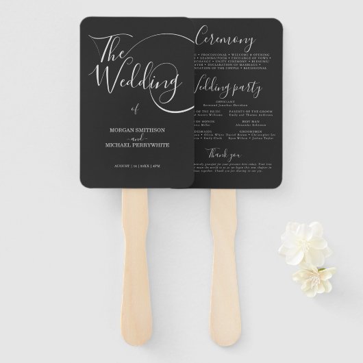 Éventail Mariage de typographie de script moderne minimalis (Devant et derrière)