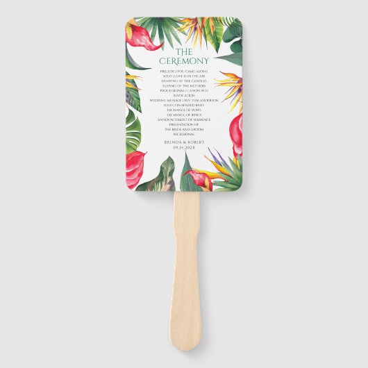 Éventail Mariage des oasis de fleurs tropicales (Devant)