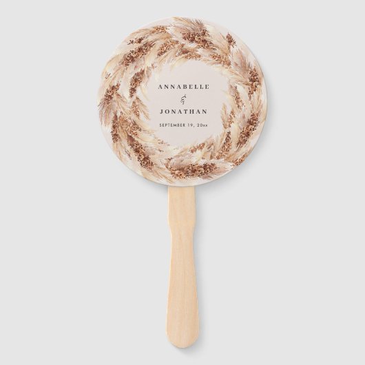 Éventail Mariage d'herbe bohème naturel moderne (Devant)