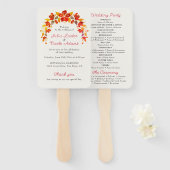 Éventail Mariage d'hibiscus tropicaux d'Orange brulé (Devant et derrière)