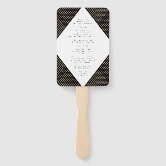 Éventail Mariage Diamond Géométrique Black Gold Gatsby (Dos)