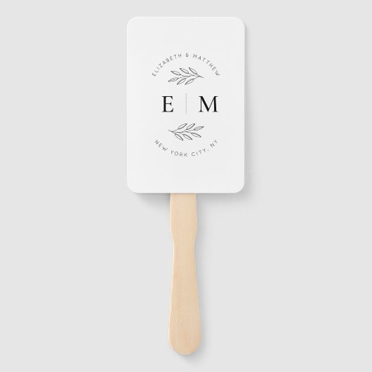 Éventail Mariage Élégant Chic Moderne Simple Chic Monogramm (Dos)