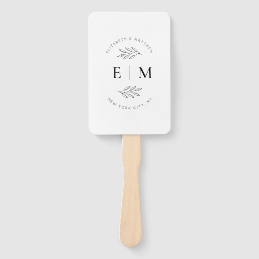 Éventail Mariage Élégant Chic Moderne Simple Chic Monogramm (Devant)