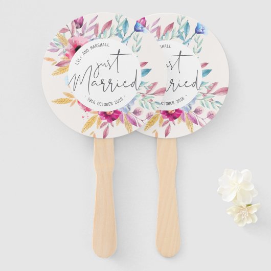 Éventail Mariage Elégant Juste Marié | Eventails (Devant et derrière)