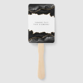 Éventail Mariage Élégant Moderne en Agate Marbre Noir et Or (Dos)