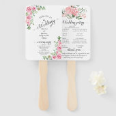 Éventail Mariage en fleur rose (Devant et derrière)