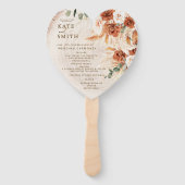 Éventail Mariage en terre cuite en bois de coeur rustique (Devant)