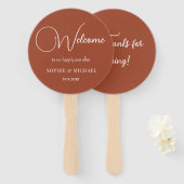 Éventail Mariage Favoriser Brown Blanc Terracotta Fans (Devant et derrière)