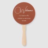 Éventail Mariage Favoriser Brown Blanc Terracotta Fans (Devant)
