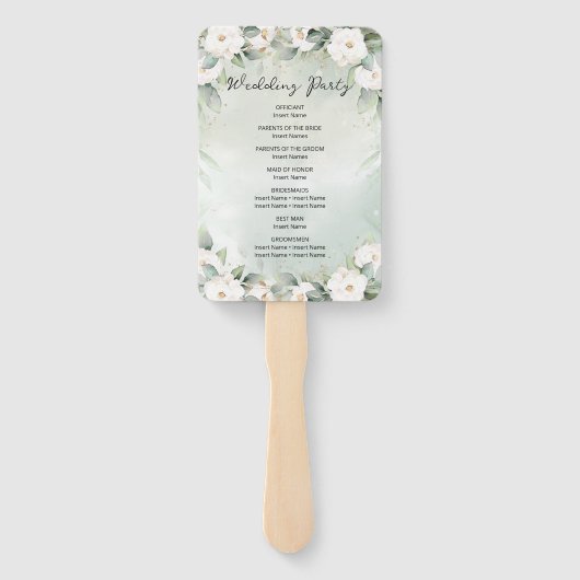 Éventail Mariage Feuille des Roses blanches (Dos)