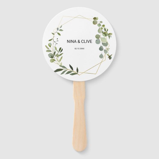 Éventail Mariage Feuille vert tropical (Devant)