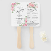 Éventail Mariage Fleur Rose Blush (Devant et derrière)