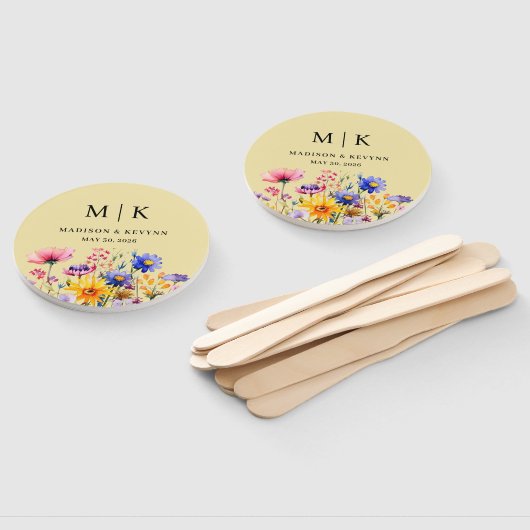 Éventail Mariage Fleur sauvage Elegant Boho (Non-assemblé)