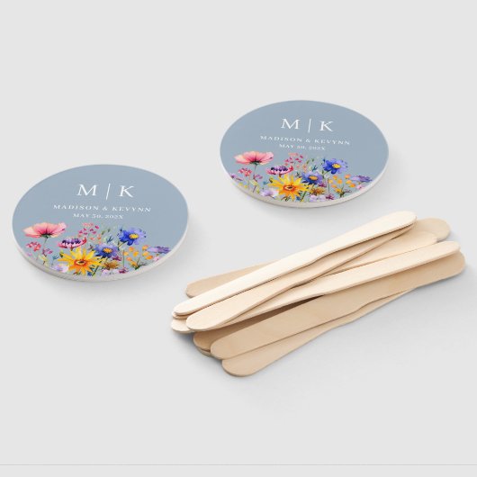 Éventail Mariage Fleur sauvage Elegant Boho (Non-assemblé)