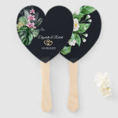 Éventail Mariage Fleurs Blanches (Devant et derrière)