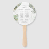 Éventail Mariage | Fleurs rose pâle Argent Sage Feuille Han (Dos)