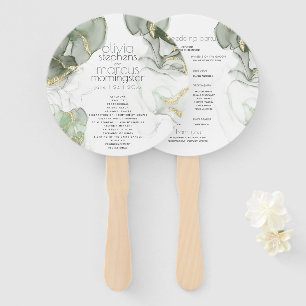 Éventail Mariage Fleurs rose pâle Argent Sage Feuille Han
