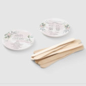 Éventail Mariage | Fleurs roses pâles Feuilles d'argent (Non-assemblé)