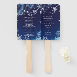 Éventail Mariage Flocons de Neige Étincelants Tourbillon de