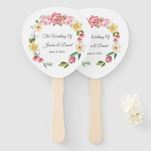 Éventail Mariage floral (Devant et derrière)