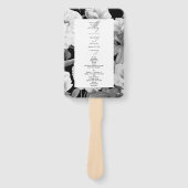 Éventail Mariage floral aquarelle aux pivoines noir et blan (Devant)